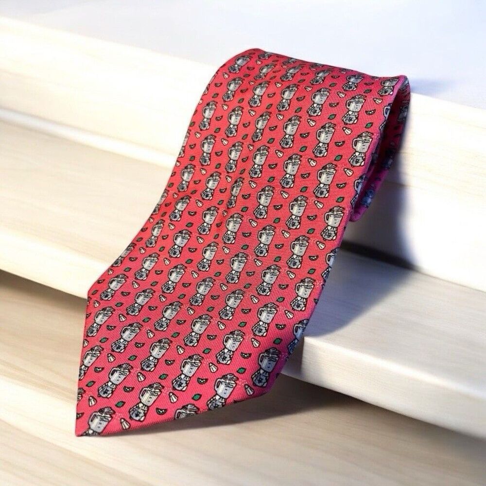 Vineyard Vines Men's All Over Red Blender Drink & Lime Silk Tie 3.25"
